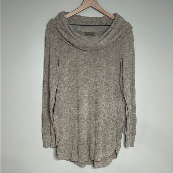 Barefoot Dreams Cozy Chic Ultra Lite Brown Cowl Neck Sweater Large - Picture 1 of 6